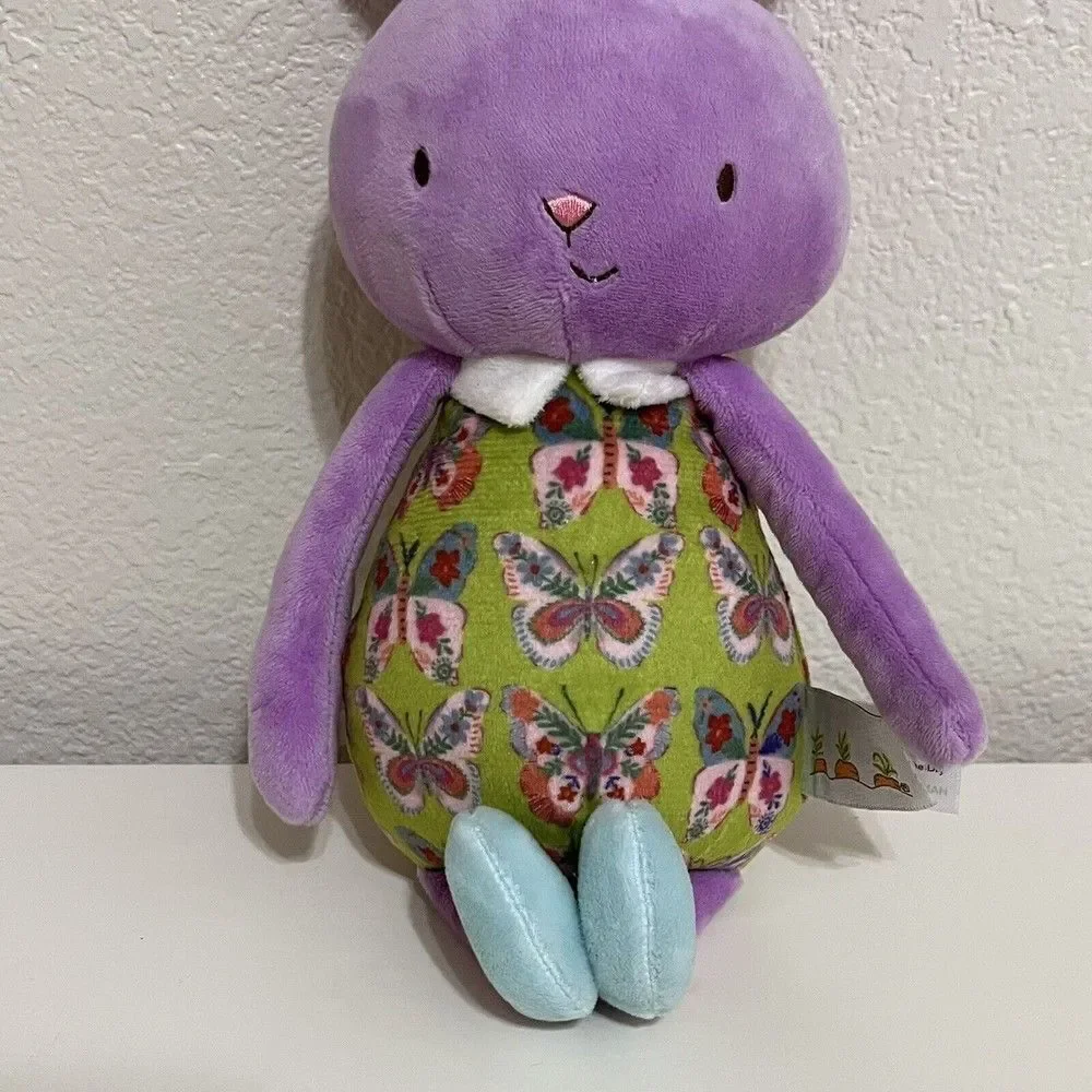 Bunnies By The Bay Bunny Rabbit Purple Green Plush Stuffed Animal Butterflies